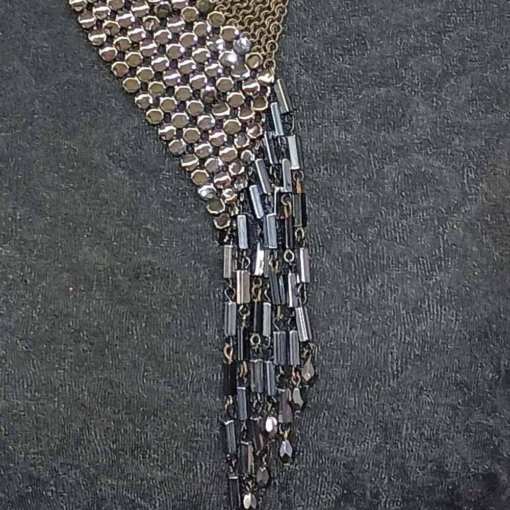 Ferrara Whiting and Davis Asymmetrical Flat mesh and Ring Mesh Necklace - Picture 3 of 3